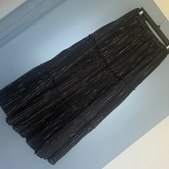 NWT NSR 2 Piece Black Maxi Dress with Silver Pin Stripes -Small - Picture 9 of 15